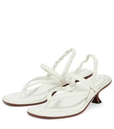 Shop Tod's Leather Thong Sandals In Bianco