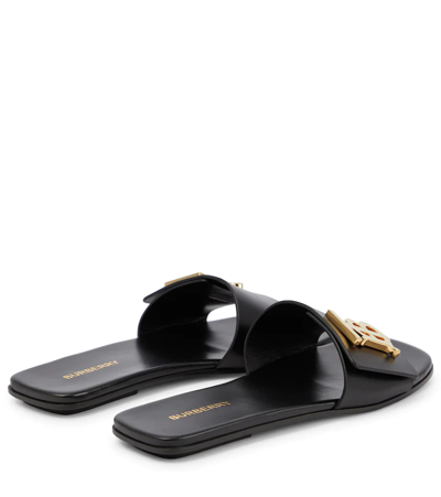 Shop Burberry Tb Leather Sandals In Black