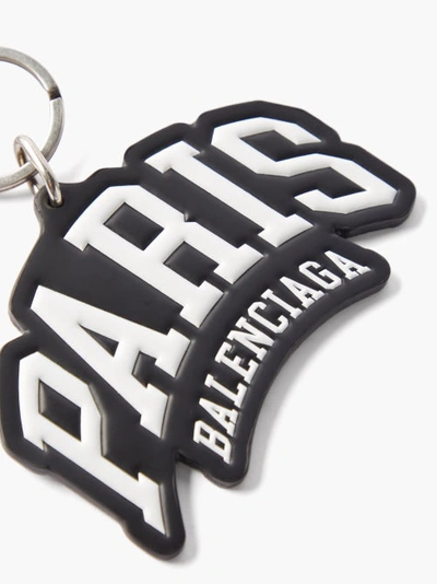 Balenciaga Cash Paris-logo Leather Keyring In Black | ModeSens