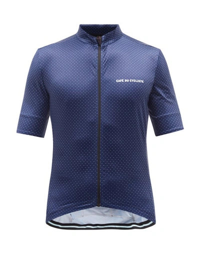 Cafe Du Cycliste Fleurette Polka-dot Cycling Jersey In Blue | ModeSens