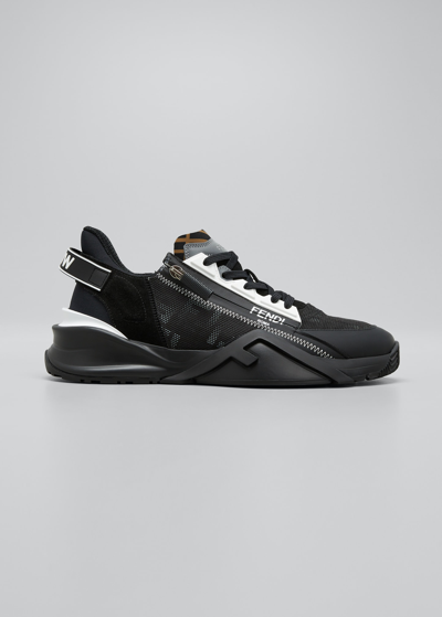 Shop Fendi Men's Flow Ff Flash Runner Sneakers In Elep.silgreytab.n