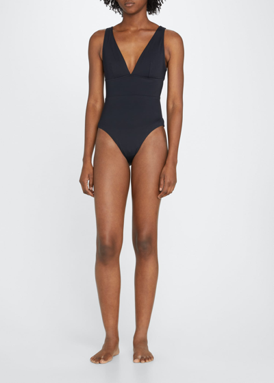 Shop Tommy Bahama Palm Modern One-piece Swimsuit In Black