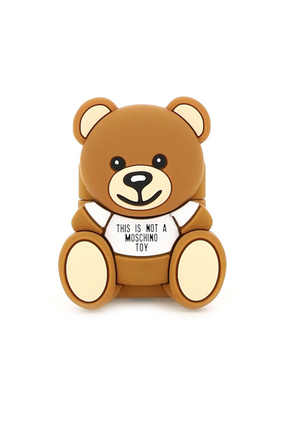 Shop Moschino Teddy Bear Aipods Holder In Brown