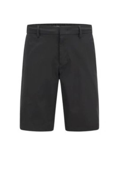 Shop Hugo Boss Slim-fit Shorts In Water-repellent Stretch Twill In Black