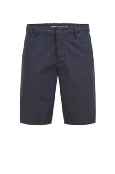 Shop Hugo Boss Slim-fit Shorts In Water-repellent Stretch Twill In Dark Blue