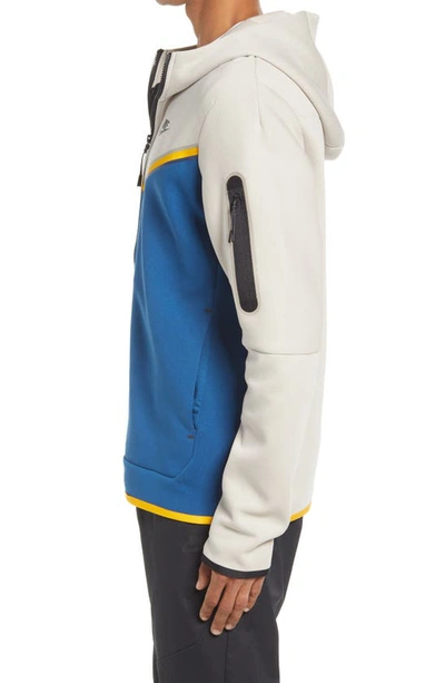 Shop Nike Sportswear Tech Fleece Zip Hoodie In Cream Ii/ Court Blue/ Black