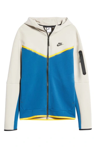 Shop Nike Sportswear Tech Fleece Zip Hoodie In Cream Ii/ Court Blue/ Black