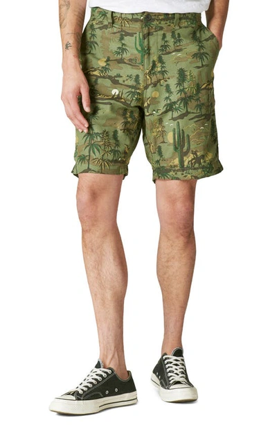 Lucky Brand Laguna Flat Front Linen & Cotton Chino Shorts In Camo
