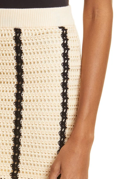 Shop Monrow Stripe Organic Cotton Knit Skirt In Buttercream/ Black