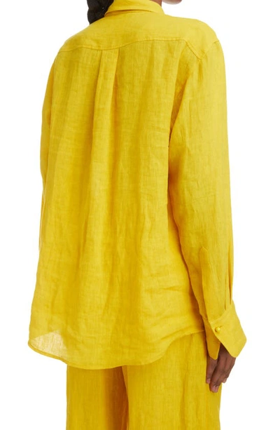 Shop Chloé Linen Voile Button-up Shirt In Mustard
