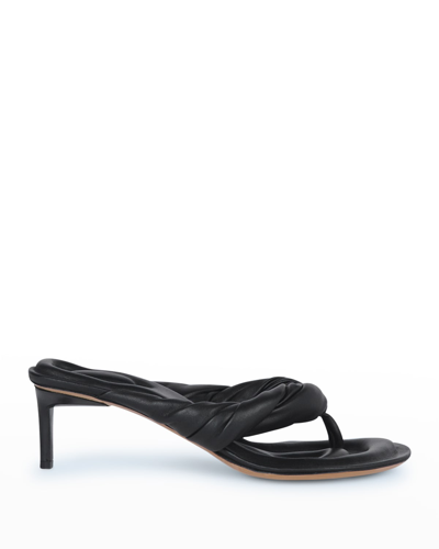 Shop Jacquemus Les Sandales Lambskin Kitten-heel Sandals In Black