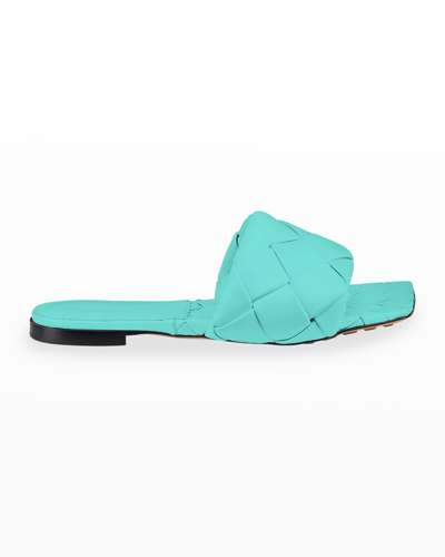 Shop Bottega Veneta The Lido Flat Sandals In Turquoise