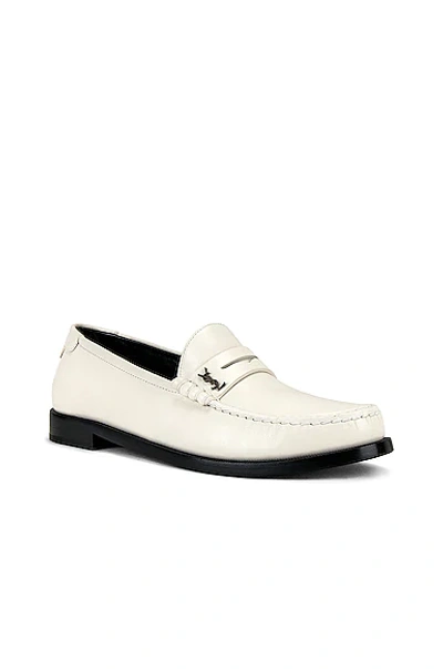 Shop Saint Laurent Moccasin Loafer In Pearl