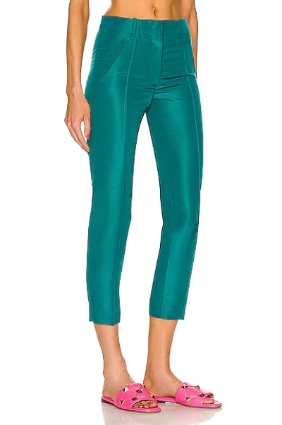 Shop Valentino Skinny Fit Pant In Teal Green