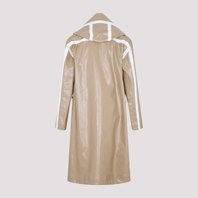Shop Bottega Veneta Linen Parka Coat In Nude &amp; Neutrals