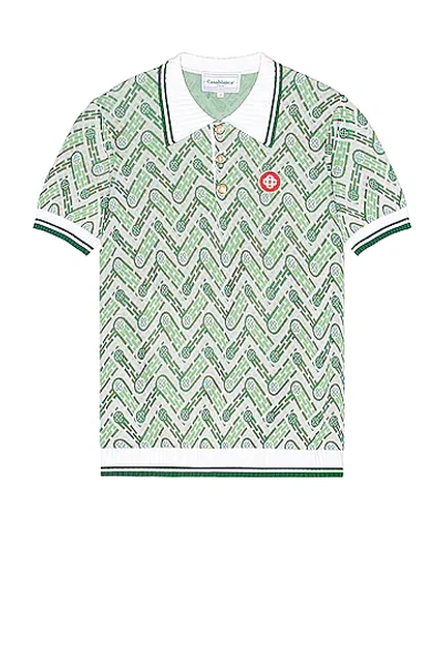 Shop Casablanca Polo Shirt In Green Monogram