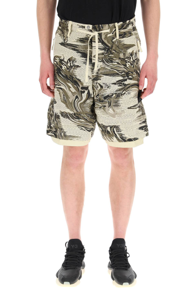 Shop Stone Island Shadow Project Neo-flora Print Linen Shorts In Mixed Colours