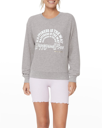 Shop Spiritual Gangster Savasana Happiness Sweatshirt In Heather Grey