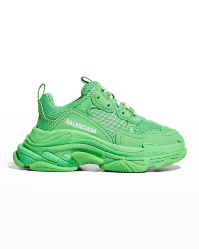 Balenciaga Kid's Triple S Tonal Chunky Sneakers, Toddler/kids In Green |  ModeSens