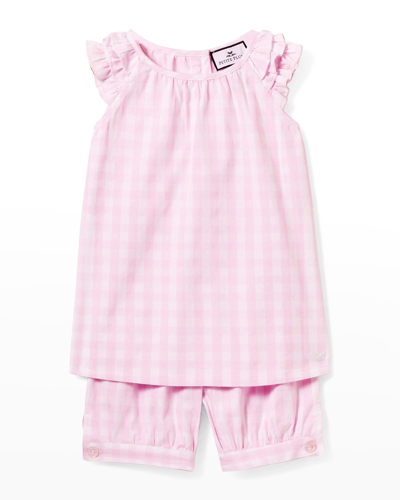 Shop Petite Plume Girl's Gingham 2-piece Pajama Short Set In Pink