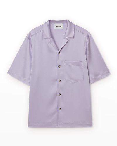 Shop Nanushka Men's Mik Solid Camp Shirt In Purple