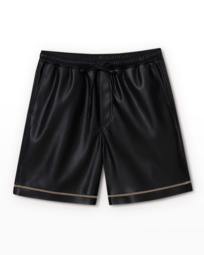 Shop Nanushka Men's Doxxi Faux-leather Shorts In Black