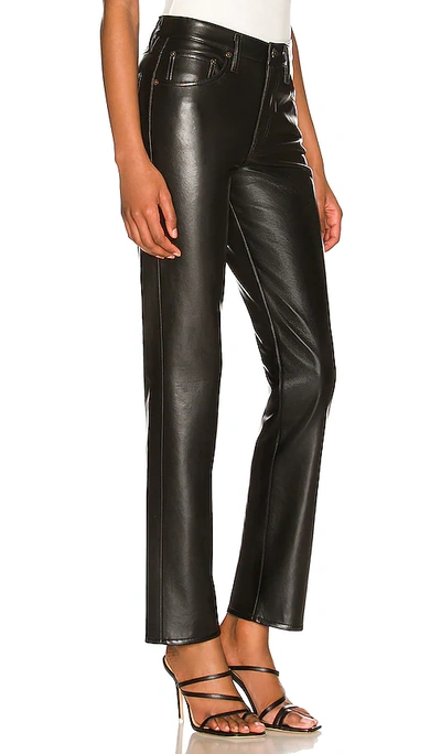 Shop Agolde Recycled Leather Lyle Low Rise Slim In Black