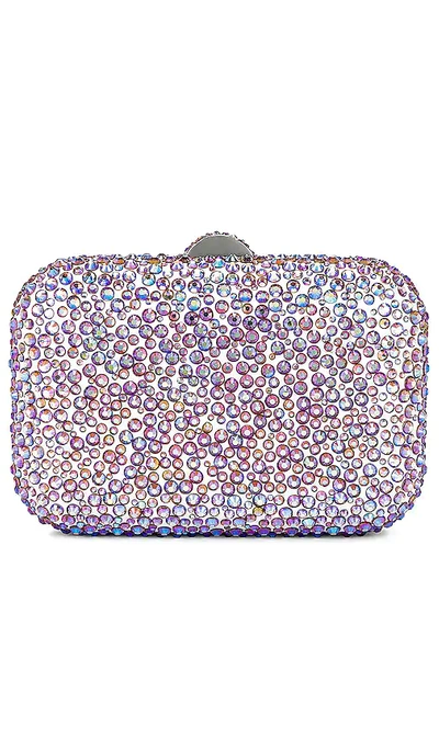 Shop Olga Berg Casey Hot Fix Encrusted Clutch In Purple