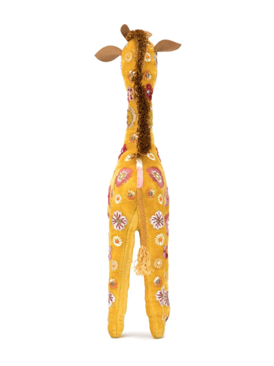 Shop Anke Drechsel Embroidered Giraffe Ornament In Yellow