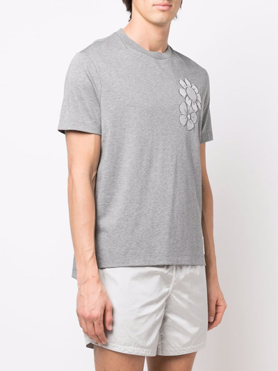 Shop Thom Browne Floral Embroidery T-shirt In Grey