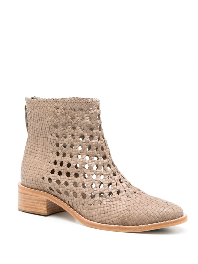 Sarah Chofakian Teca Perforated-detailing Boots In Neutrals