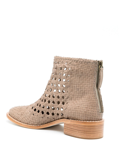 Sarah Chofakian Teca Perforated-detailing Boots In Neutrals