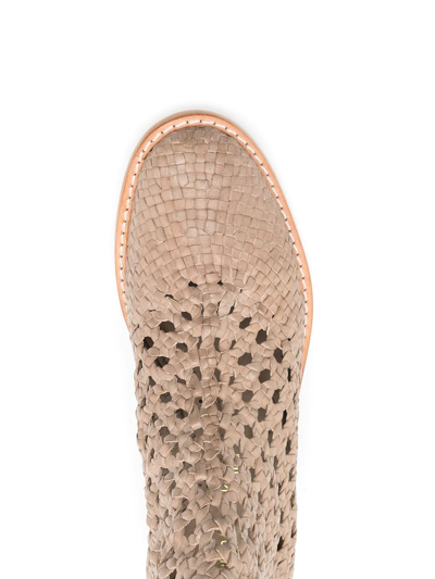 Sarah Chofakian Teca Perforated-detailing Boots In Neutrals