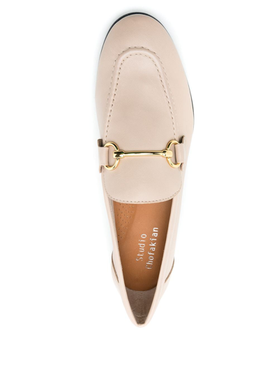 Shop Studio Chofakian Siena Leather Mocassins In Neutrals