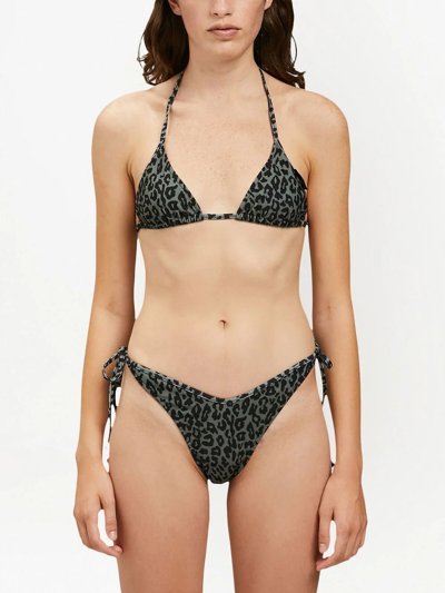 Shop Palm Angels Leopard-print Bikini Set In Black