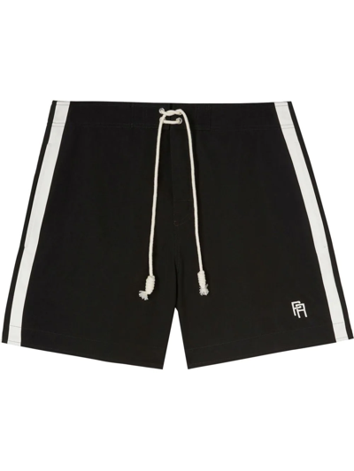 Palm Angels Monogram-print Relaxed-fit Swim Shorts In Black