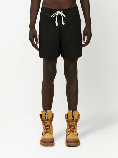 Palm Angels Monogram-print Relaxed-fit Swim Shorts In Black