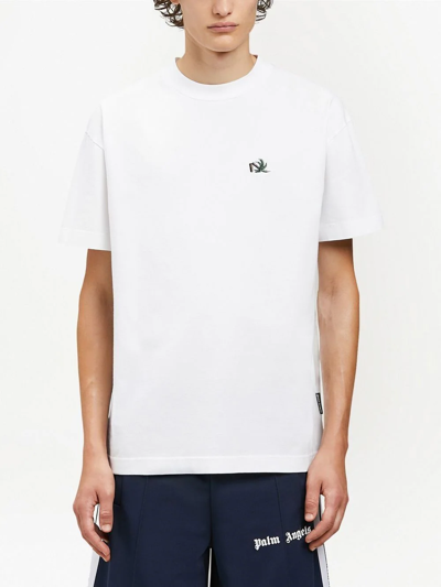 Shop Palm Angels Palm Tree-embroidered T-shirt In White