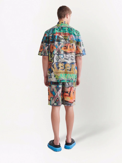 Off-white Graffiti-print Short-sleeved Shirt In Multicoloured