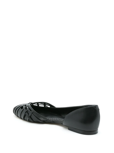 Sarah Chofakian Sapatilha Victoria Leather Ballerina Shoes In Black