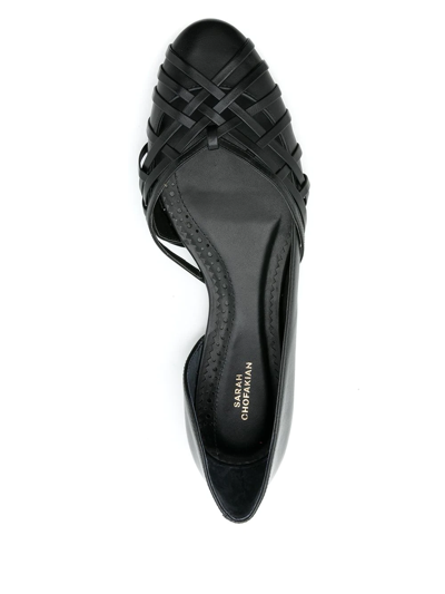 Sarah Chofakian Sapatilha Victoria Leather Ballerina Shoes In Black