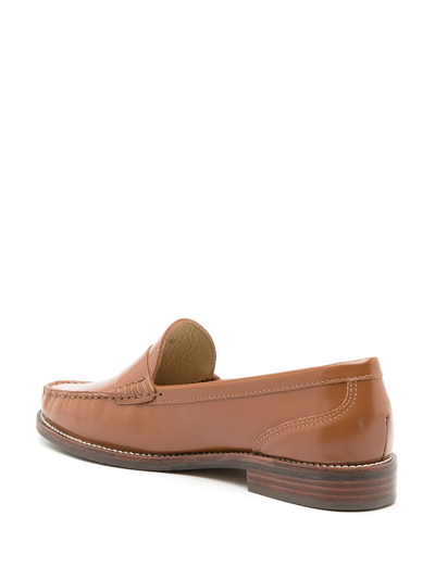 Sarah Chofakian Brighton Mocassin Leather Slippers In Brown