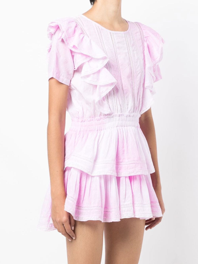 Loveshackfancy Natasha Ruffle Lace-trim Mini Dress In Rosa