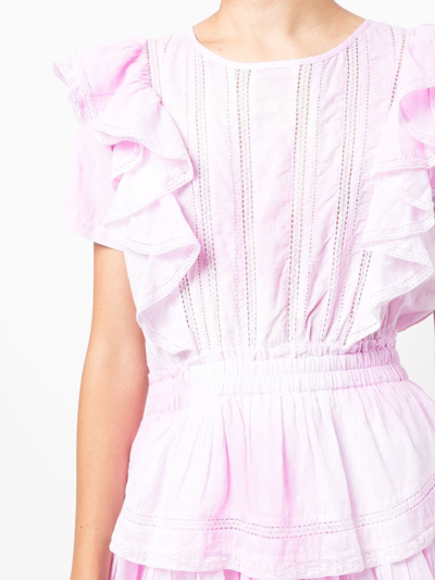 Loveshackfancy Natasha Ruffle Lace-trim Mini Dress In Rosa