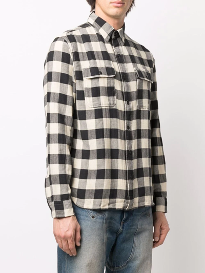 Shop Ralph Lauren Rrl Checked Long-sleeved Shirt In Schwarz