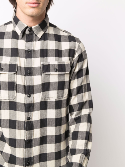 Shop Ralph Lauren Rrl Checked Long-sleeved Shirt In Schwarz