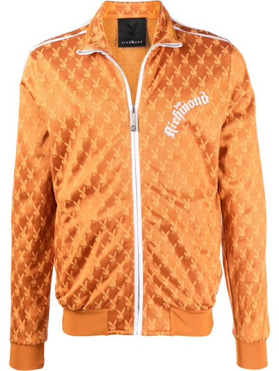 Shop John Richmond Chest Logo-print Jacket In Orange