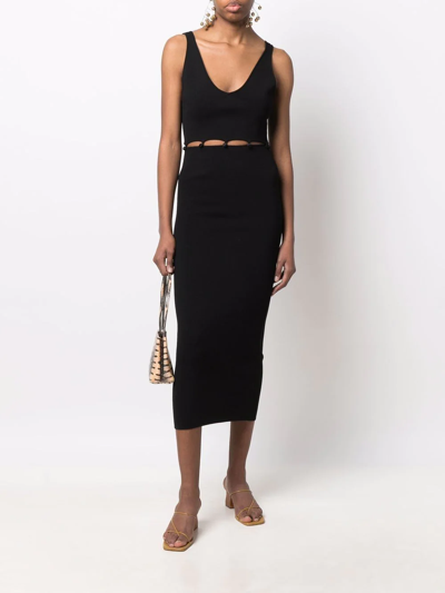 Shop Nanushka Knitted Loop-waist Midi Dress In Black