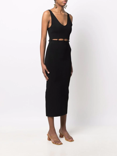 Shop Nanushka Knitted Loop-waist Midi Dress In Black