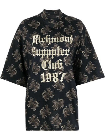 Shop John Richmond Embroidered-logo T-shirt In Schwarz